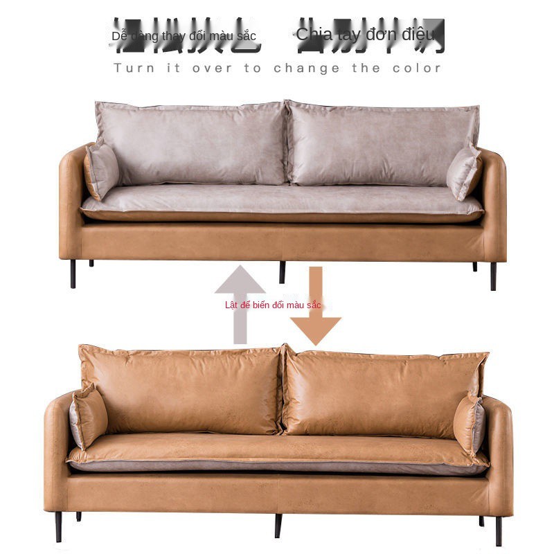 Sofa vải hiện đại kích thước đơn giản phòng khách chung cư ba người nội thất ghế trường kỷ cao su công nghệ kết hợp