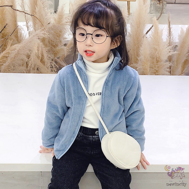 Áo khoác nhung san hô giữ ấm phong cách Hàn Quốc thời trang xinh xắn cho bé