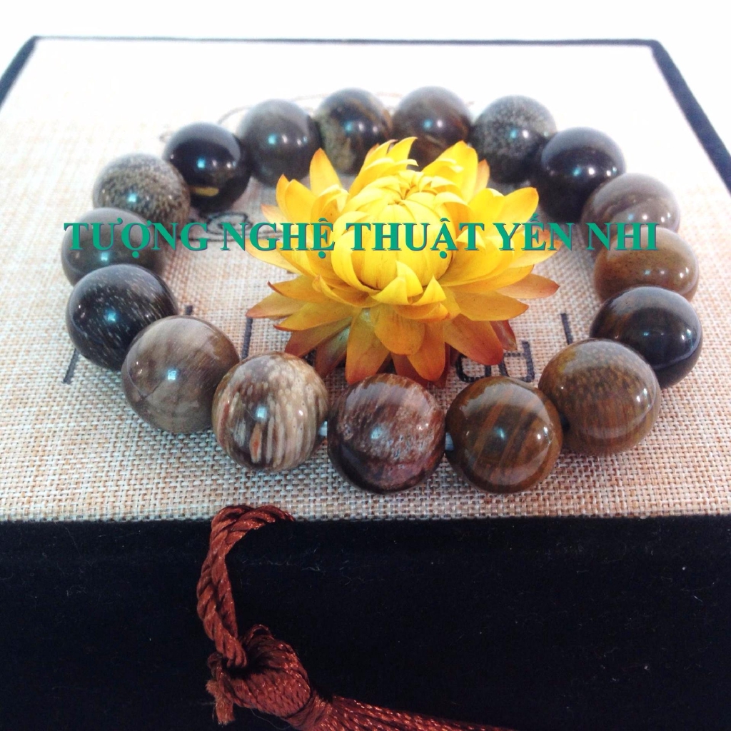 Vòng tay gỗ Hóa thạch size hạt 12mm