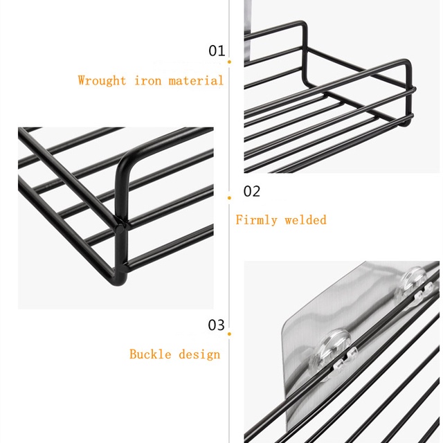 Giá để sữa tắm gắn tường không cần đục lỗ bằng sắt chống gỉ dùng trong phòng tắm