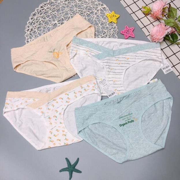 Set 4 quần lót Bầu Sau Sinh cạp chéo cotton CAO CẤP cho bà bầu sinh thường hoặc sinh mổ size từ 43 - 85kg 😍 '