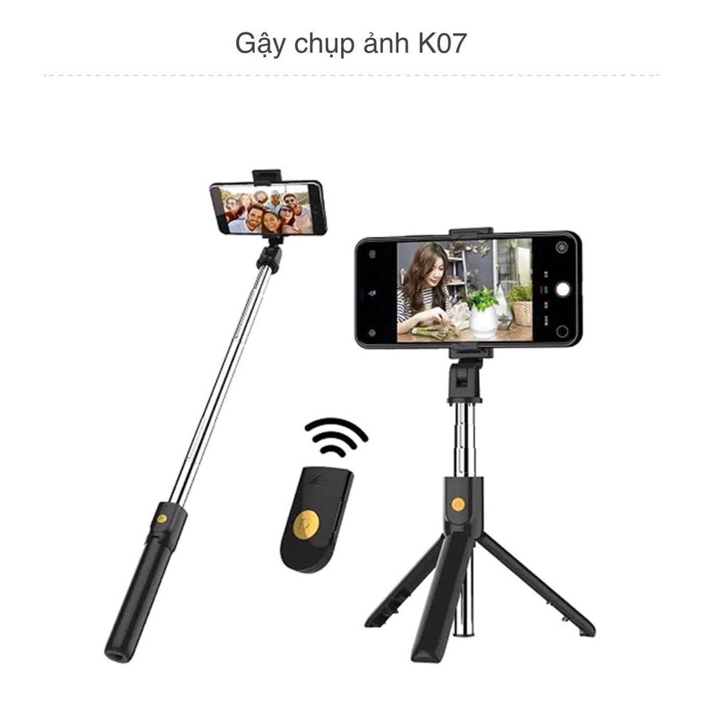 Gậy Tự Sướng Selfie 3 Chân Đứng Tripod K07⚡GIÁ RẺ NHẤT⚡Cao Cấp Remote điều khiển từ xa🌍 | BigBuy360 - bigbuy360.vn