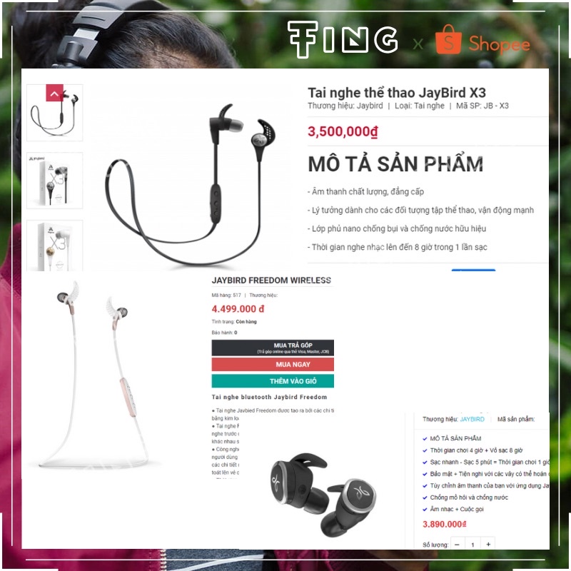 Tai nghe Bluetooth cao cấp JayBirdX3 hàng Mỹ