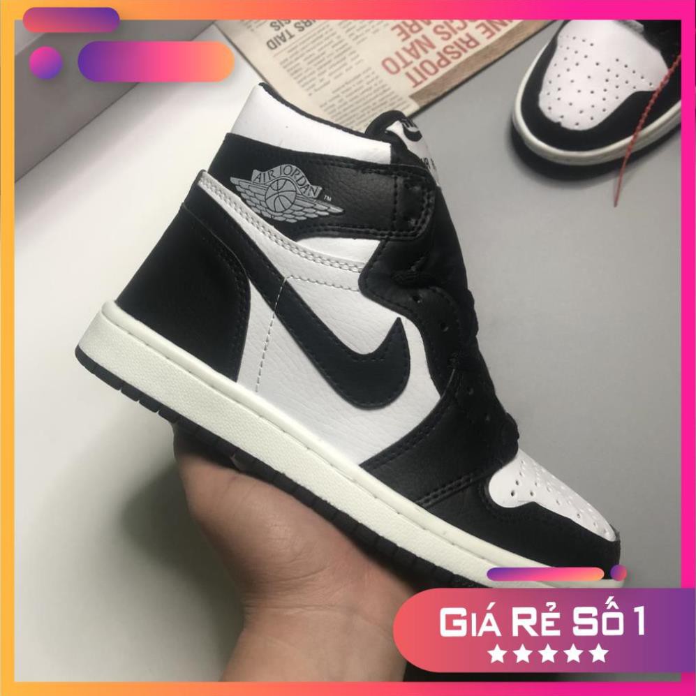 Giày thể thao sneaker Air Jordan panda, JD1 đen trắng cao cổ cao cấp full box nam nữ