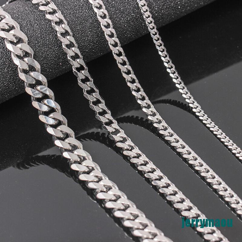 [JERM] Size 4-6mm Men's Necklace Stainless Steel Cuban Link Chain Hip Hop Jewelry Gift  RAOU