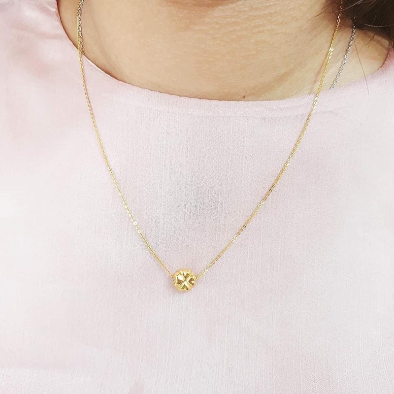 Charm 4 lá vàng xuyên vòng đá hoặc làm mặt dây chuyền