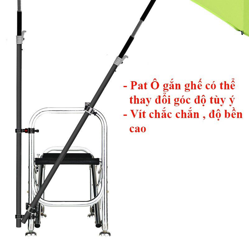 Bộ 2 pat Ô, Dù câu cá chất liệu hợp kim nhôm magie cao cấp gẳn ghế tiện lợi LK-16