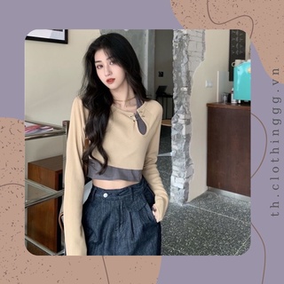 Set áo croptop hai mảnh dài tay khoét vai
