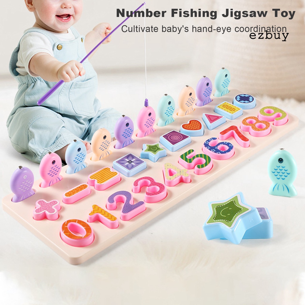 1 Set Puzzle Toy Educational Interactive Exquisite Workmanship Kids Magnetic Fishing Puzzle for Home