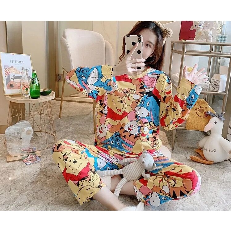 Combo 4 set đồ ngủ dài tay mặc nhà (mẫu ngẫu nhiên)