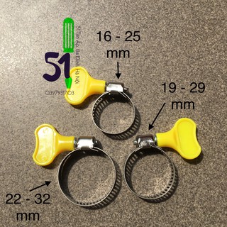 5 Đai xiết inox có tay vặn nhiều cỡ | Cổ dê | Quai nhê tay nhựa cánh bướm