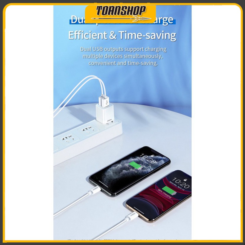 Củ Sạc kèm cáp iPhone Lightning Quick Charga Rock T23 2.4A- Sản phẩm mới