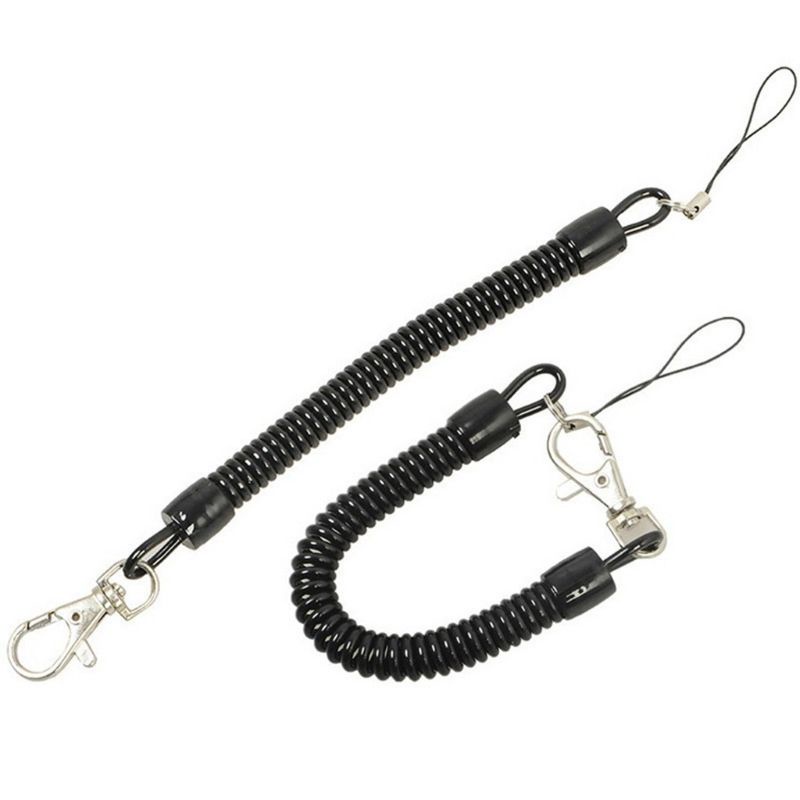 QQ Bộ 10 Dây Móc Khóa Chống Thất Lạc Dạng Xoắn Ốc Màu Đen Có Thể Thu Gọn Cho Thuyền/Ca Nô/Câu Cá