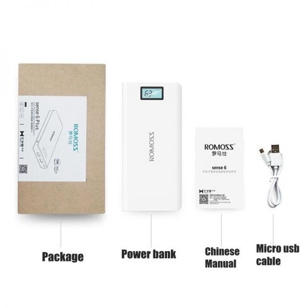 Pin sạc dự phòng ROMOSS Sense 6 Plus 20000mAh Màn Hình