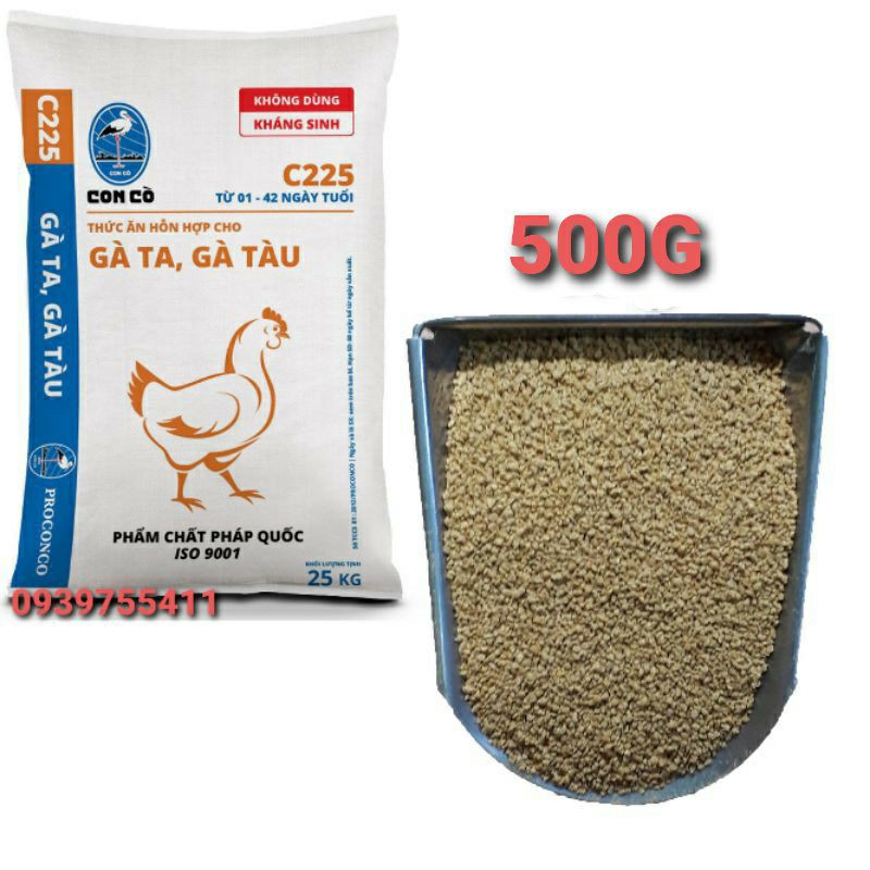 500G CÁM CÒ C225 GÀ CON, VỊT, CÚT,NGAN, NGỖNG, CHIM CẢNH VÀ GIA CẦM GIA SÚC