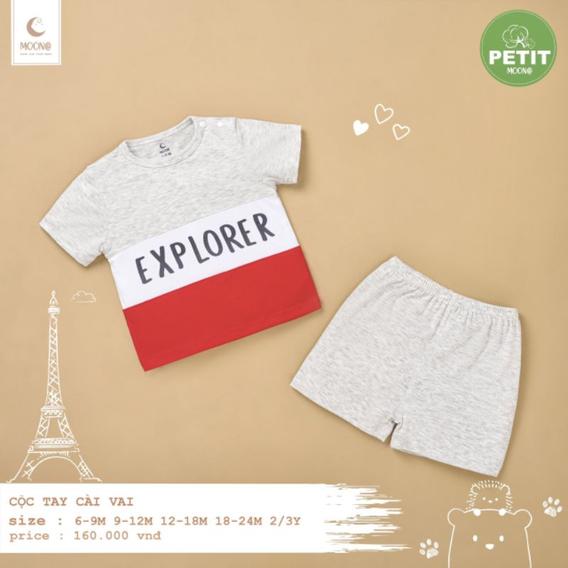 Moon - Bộ cộc cài vai petit Moon cho bé 6m-3y