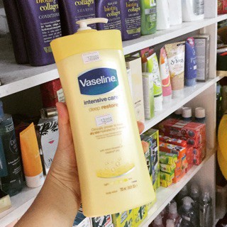 Sữa Dưỡng Thể Vaseline Intensive Care Deep Restore dành cho da khô ( màu vàng)