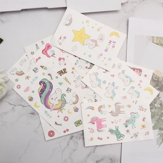 Bộ 4 hình xăm giả 12*7.5cm chống thấm nước hình kỳ lân nhiều màu sắc