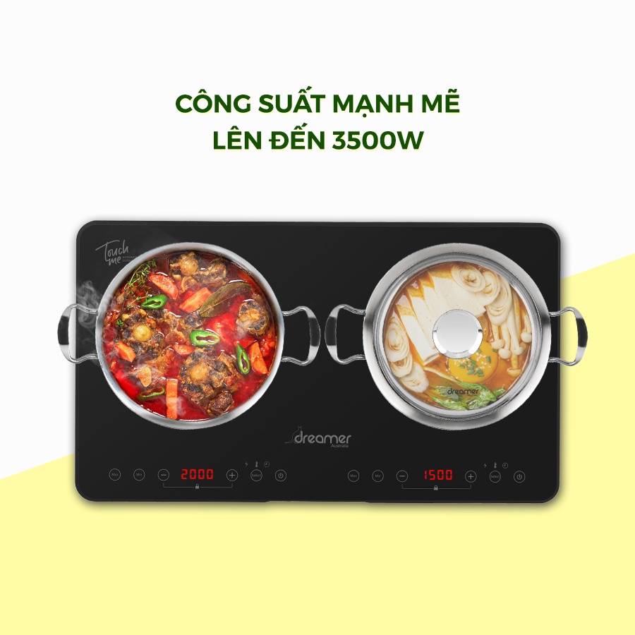 Bếp Từ Dương Đôi DREAMER Màu Đen DKA-DIC135B 3500W - Bảo hành chính hãng 12 Tháng