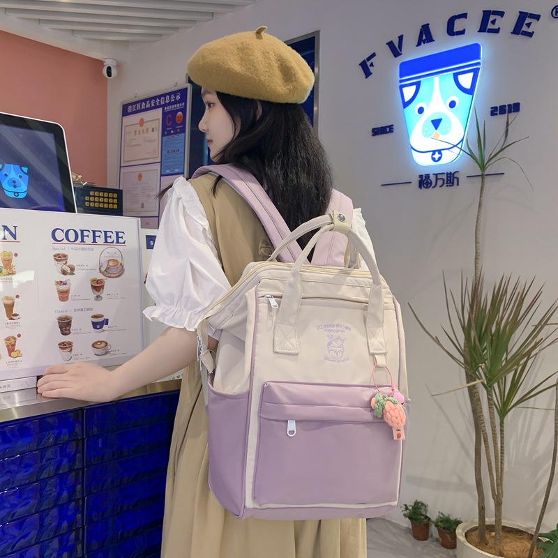 Ba Lô Hình Bánh Donut Phong Cách Hàn Quốc Sức Chứa Lớn Cho Nữ