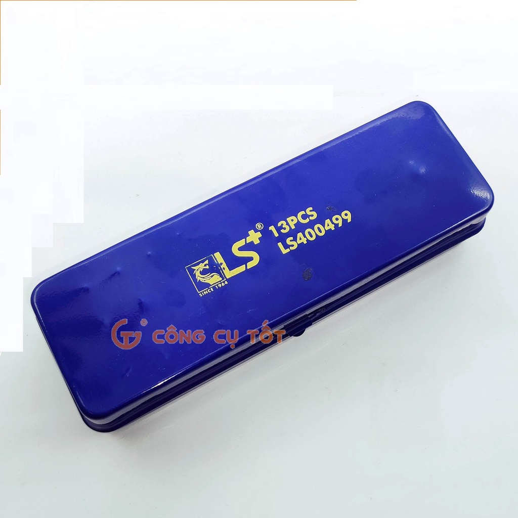 Bộ vít đóng 13pcs ⊕⊖⬡ thép S2 hộp sắt LS+ LS400499