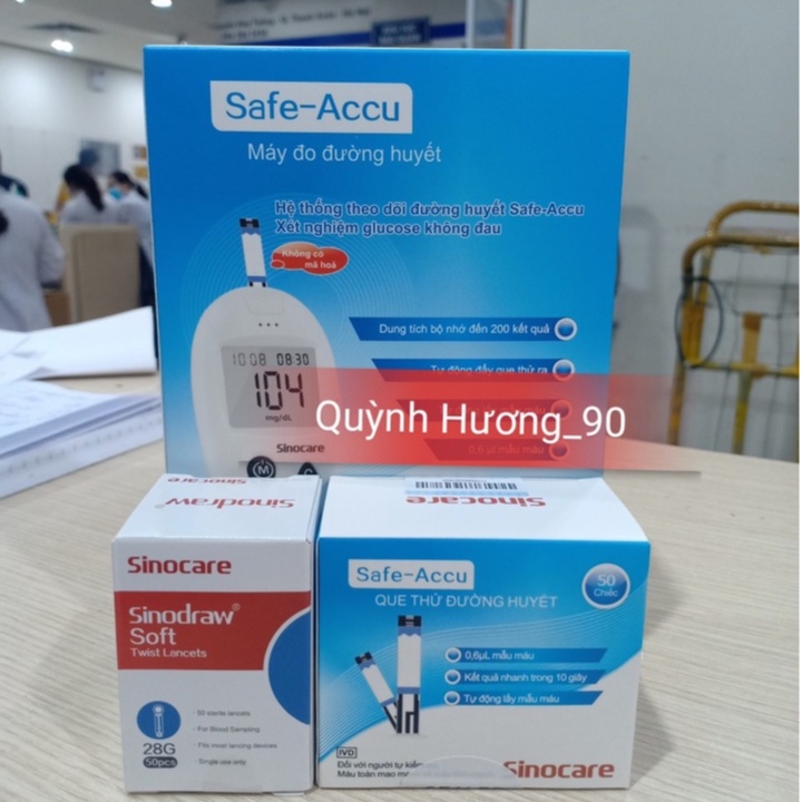 Trọn bộ máy đo đường huyết SAFE-ACCU SINOCARE 3 món