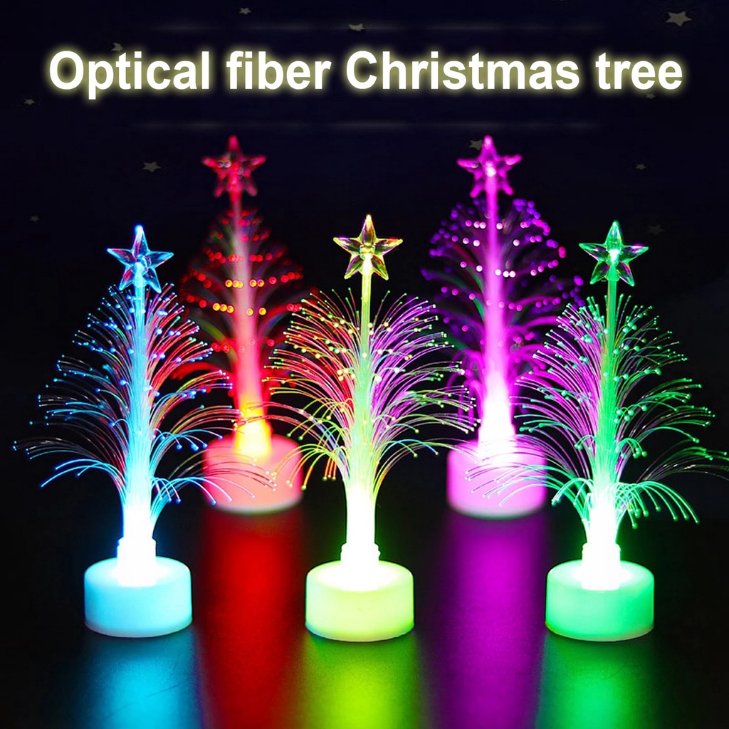 LED Colorful Fiber Optic Christmas Tree Colored Fiber Optic Slow Flash LED Mini Christmas Tree with Top Star Battery Powered