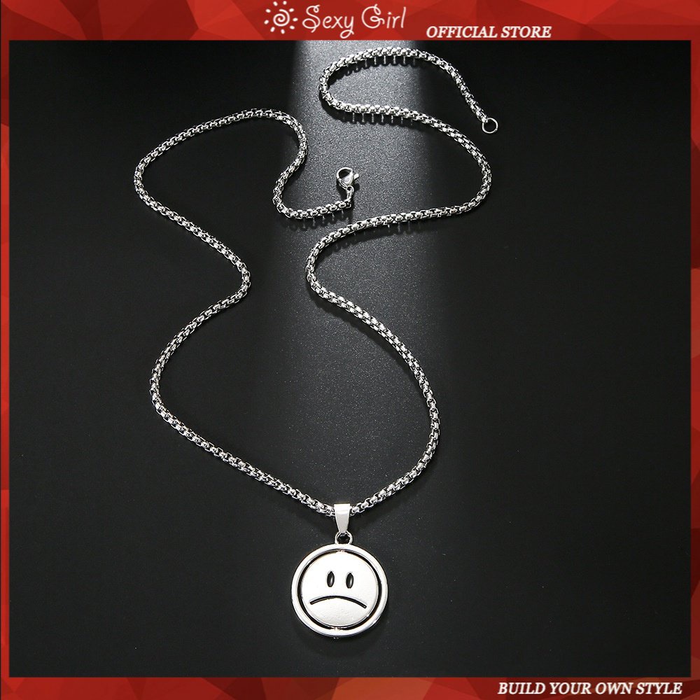 Vòng cổ Hai Mặt Bằng Thép Titan Hình Mặt Cười Cá Tính Cho Nam Nữ