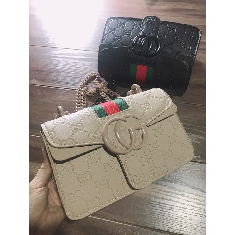 Túi xách nữ chất đẹp , túi đeo chéo GG chất đẹp phối kẻ - T281 | BigBuy360 - bigbuy360.vn