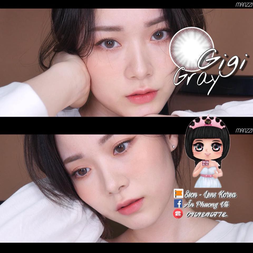 (Không cận) Mẫu Gigi 14mm có mẫu đeo - Vassen contact lens Kính áp tròng