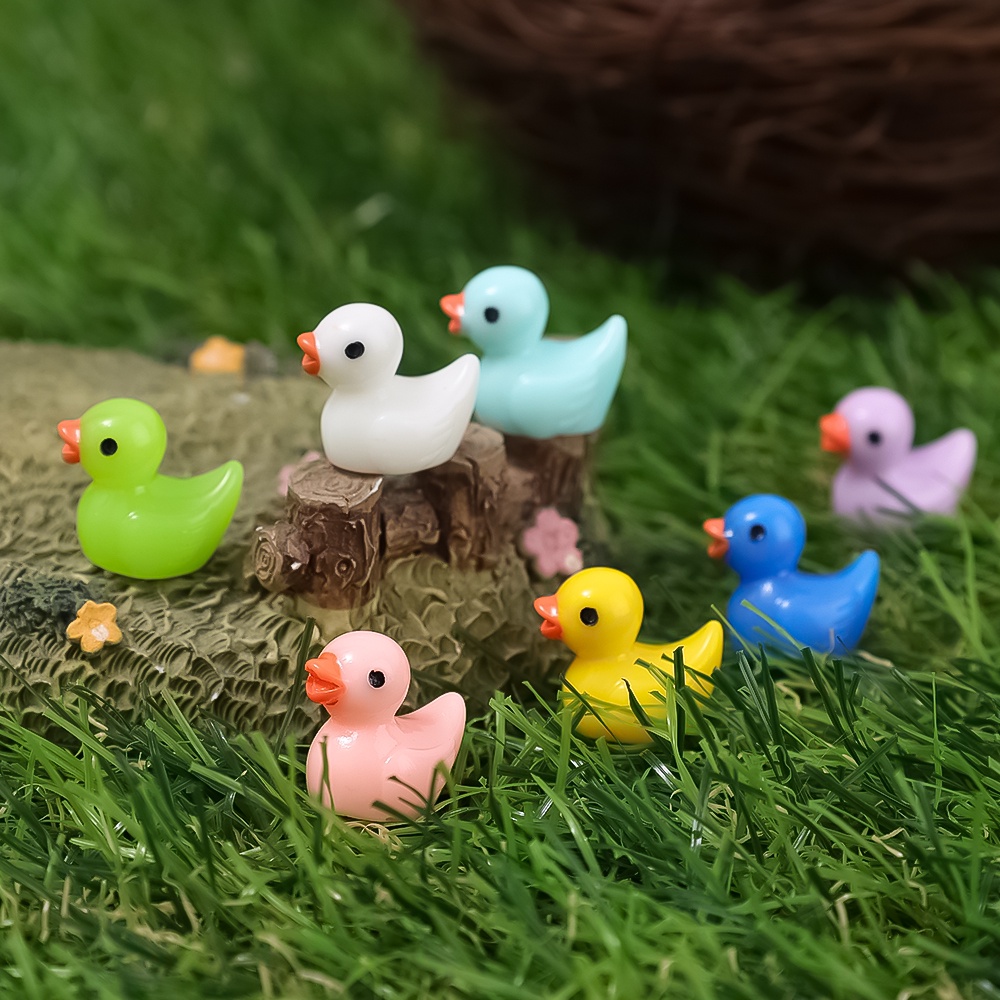 Set 7 Chú Vịt Vàng Mini Bằng Nhựa Resin Dễ Thương Dùng Trang Trí Tiểu Cảnh