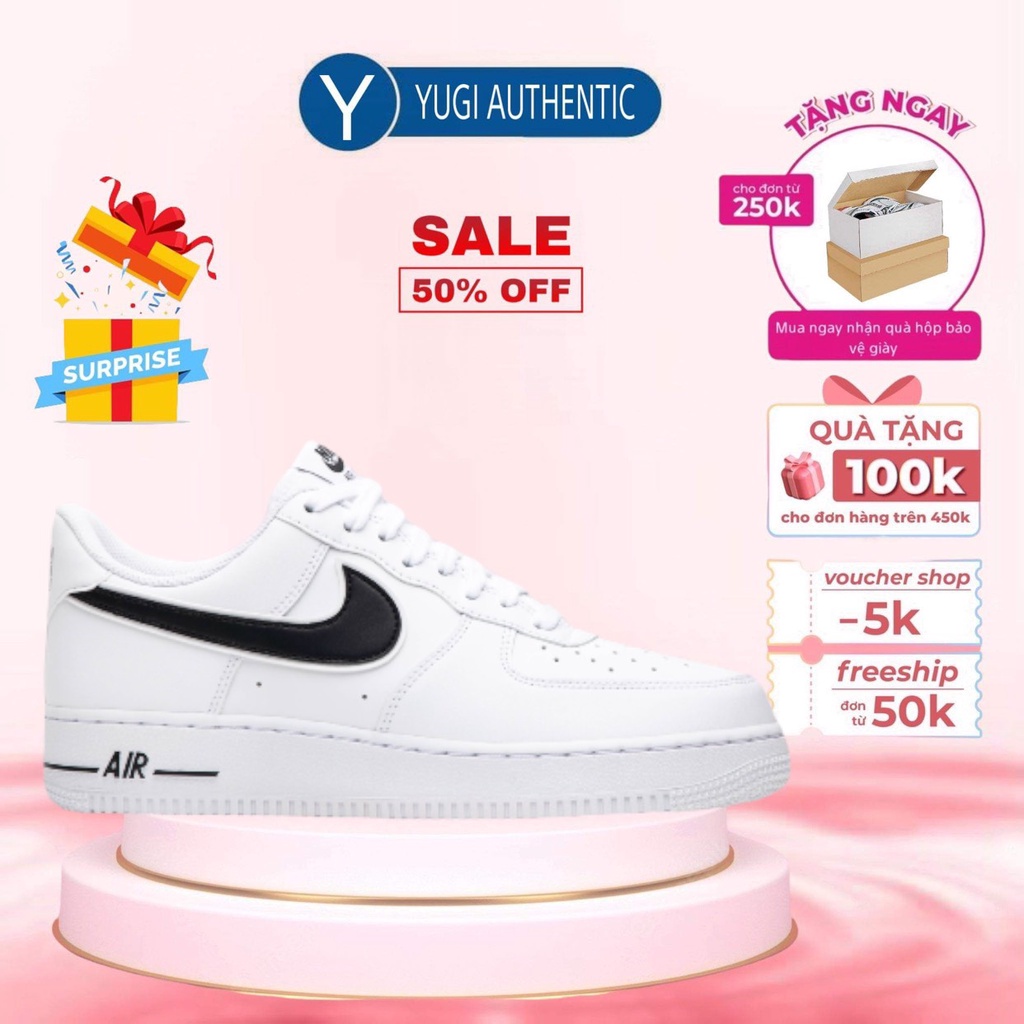 Air force 1 vệt đen, giày af1 trắng móc đen S.cấp đầy đủ phụ kiện hót trend 2022