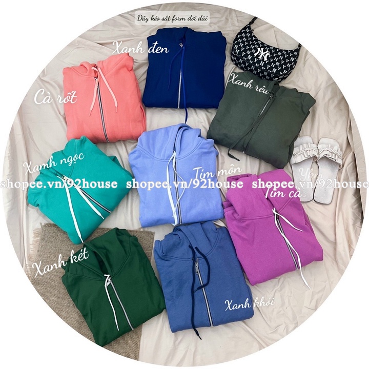 Áo khoác nỉ basic trơn có nón form rộng freesize tay bồng Oversize Nam Nữ Ulzzang Unisex