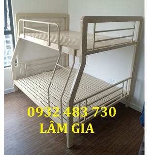 Giường sắt 2 tầng trên 1m2 x dưới 1m6 cao cấp sắt hộp vuông 4x8
