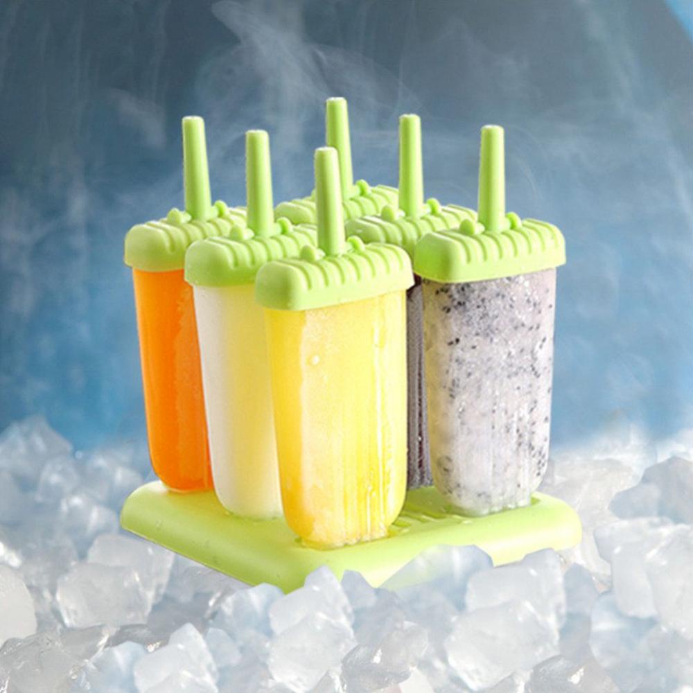 YIYU Khuôn Làm Kem Que 6 Ngăn Có Thể Tái Sử Dụng