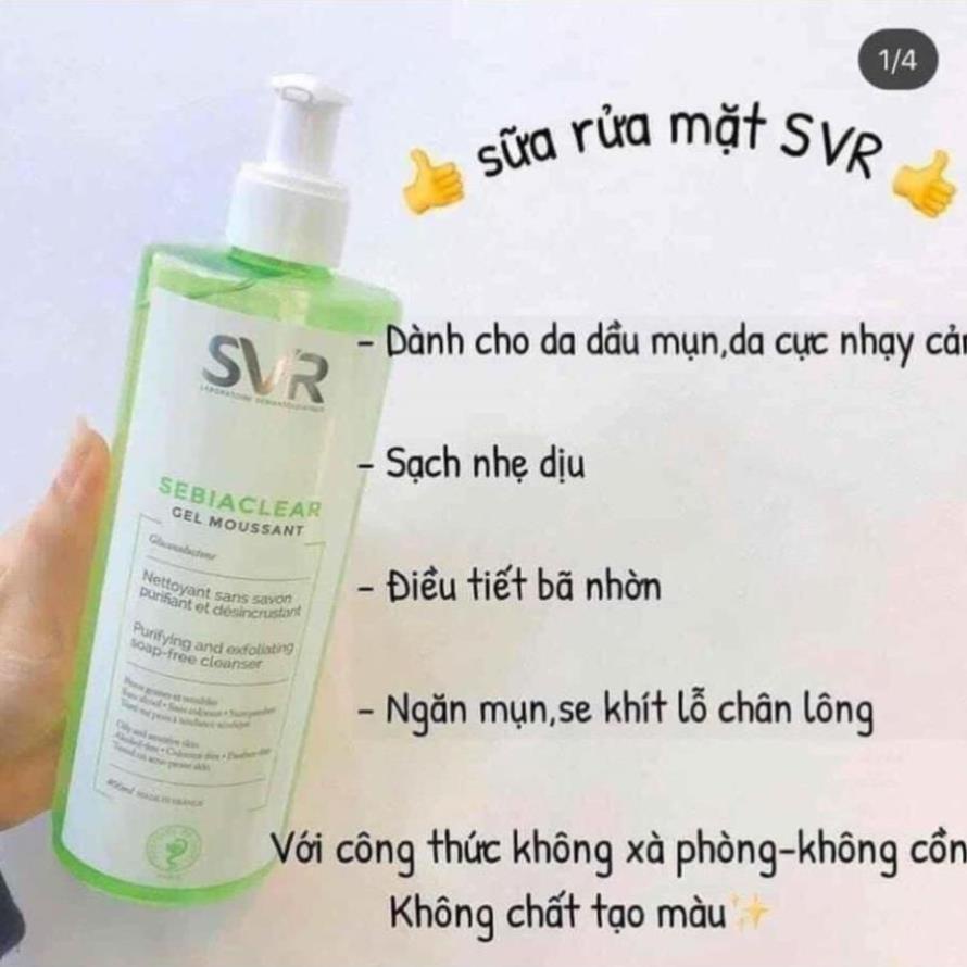 Sữa rửa mặt SVR Gel Moussant Cho Da Dầu Mụn & Da Nhạy Cảm