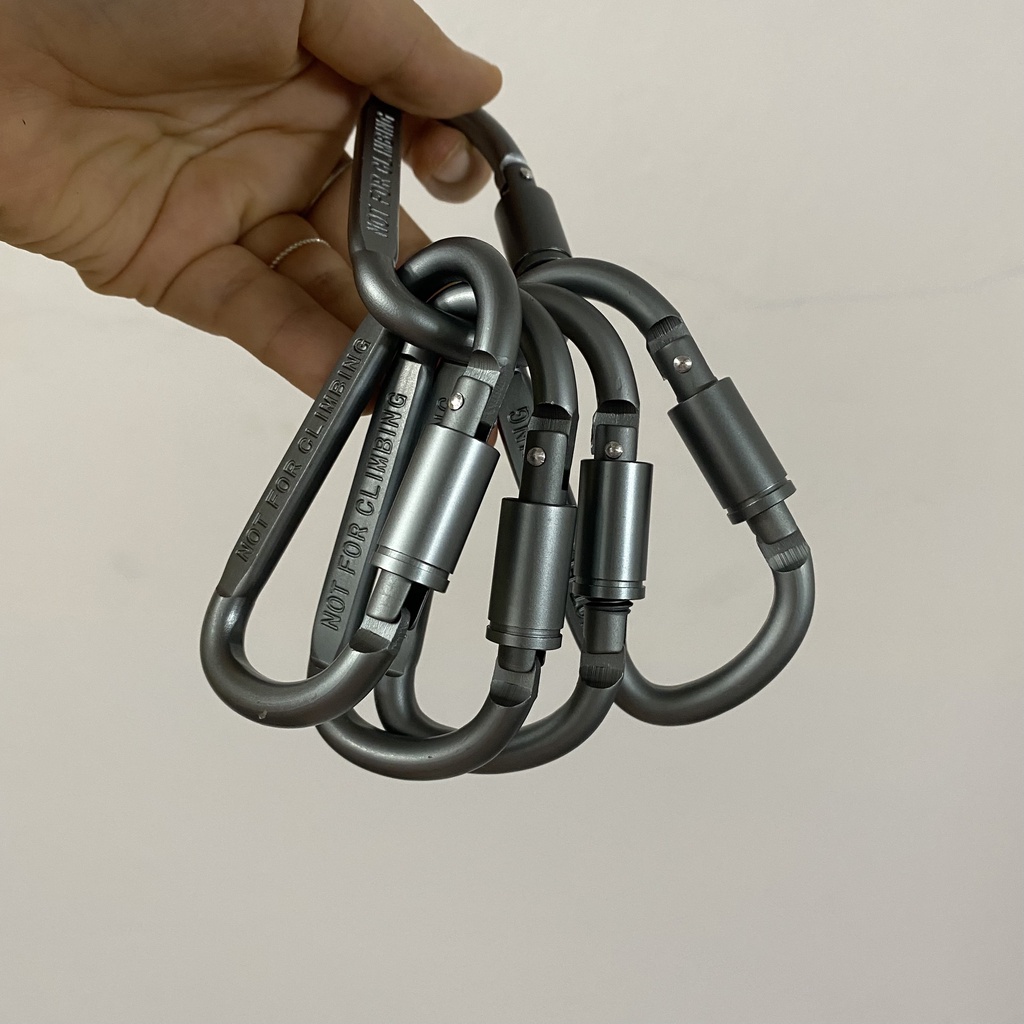 Bộ 6 móc khoá hợp kim nhôm chữ D dùng đi du lịch dã ngoại cắm trại khóa xoay dài 8cm BB9992- Billba Camping
