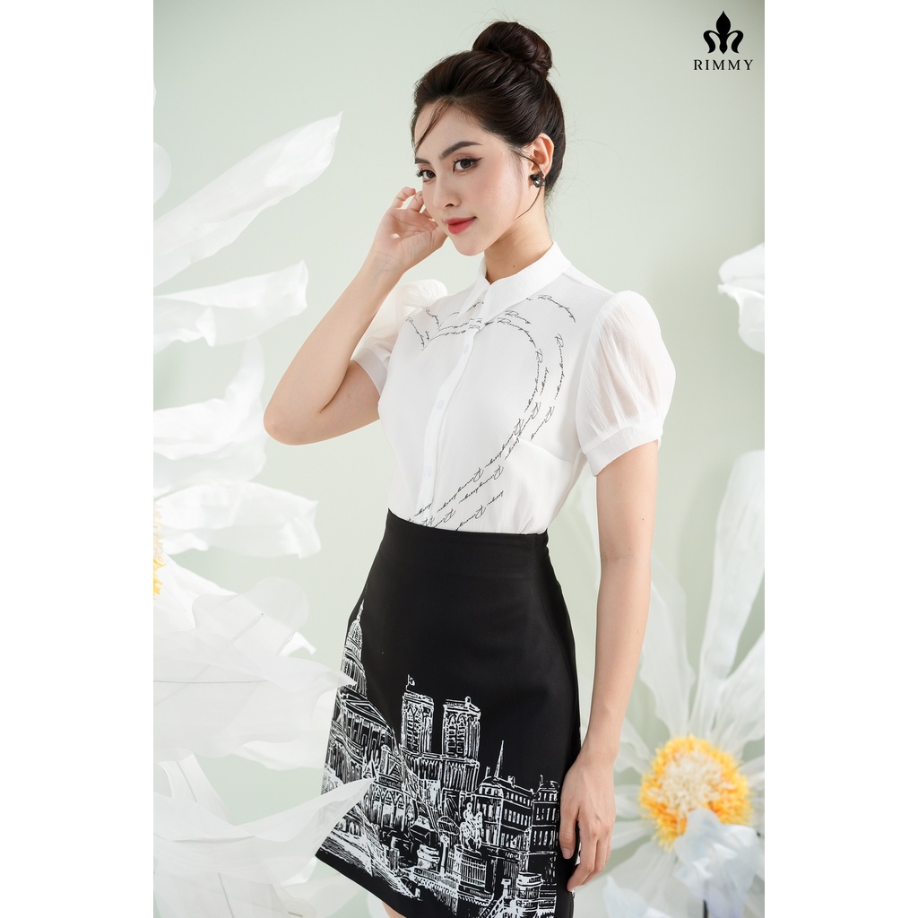 Áo Sơ Mi Họa Tiết Trái Tim Heri Shirt By Rimmy Phối Tay Tơ Thanh Lịch