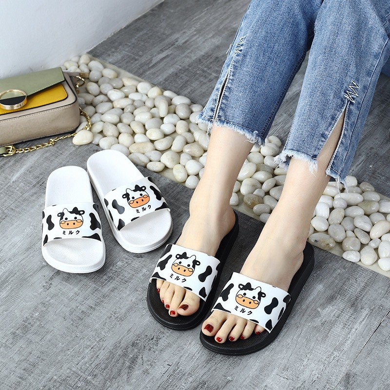 Dép nữ thời trang bò sữa 2 màu đáng yêu - dép đi biển nữ