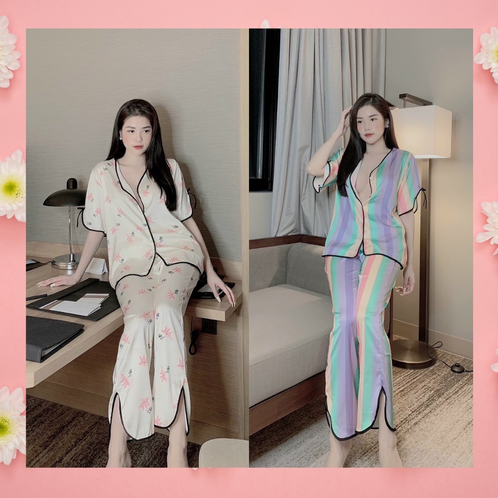 PIJAMA satin lụa, đồ bộ nữ tay ngắn quần dài cao cấp, xinh xắn Piti Shop | BigBuy360 - bigbuy360.vn