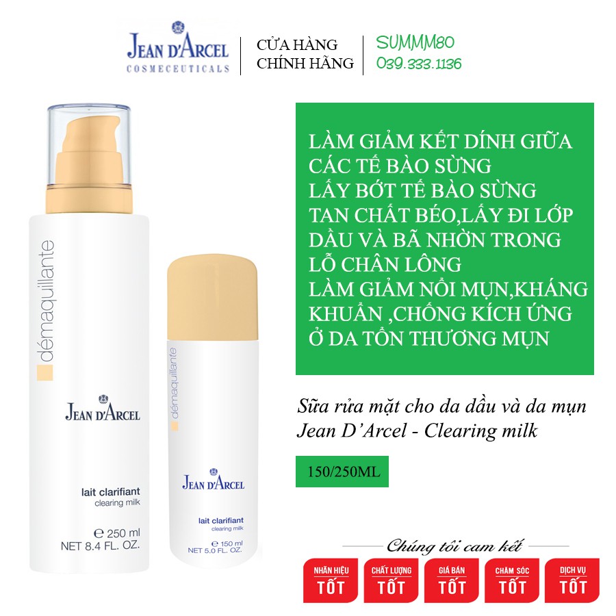  [TRỢ GIÁ] Sữa rửa mặt cho da dầu mụn Jean D'Arcel_Jean Darcel Clearing milk | BigBuy360 - bigbuy360.vn