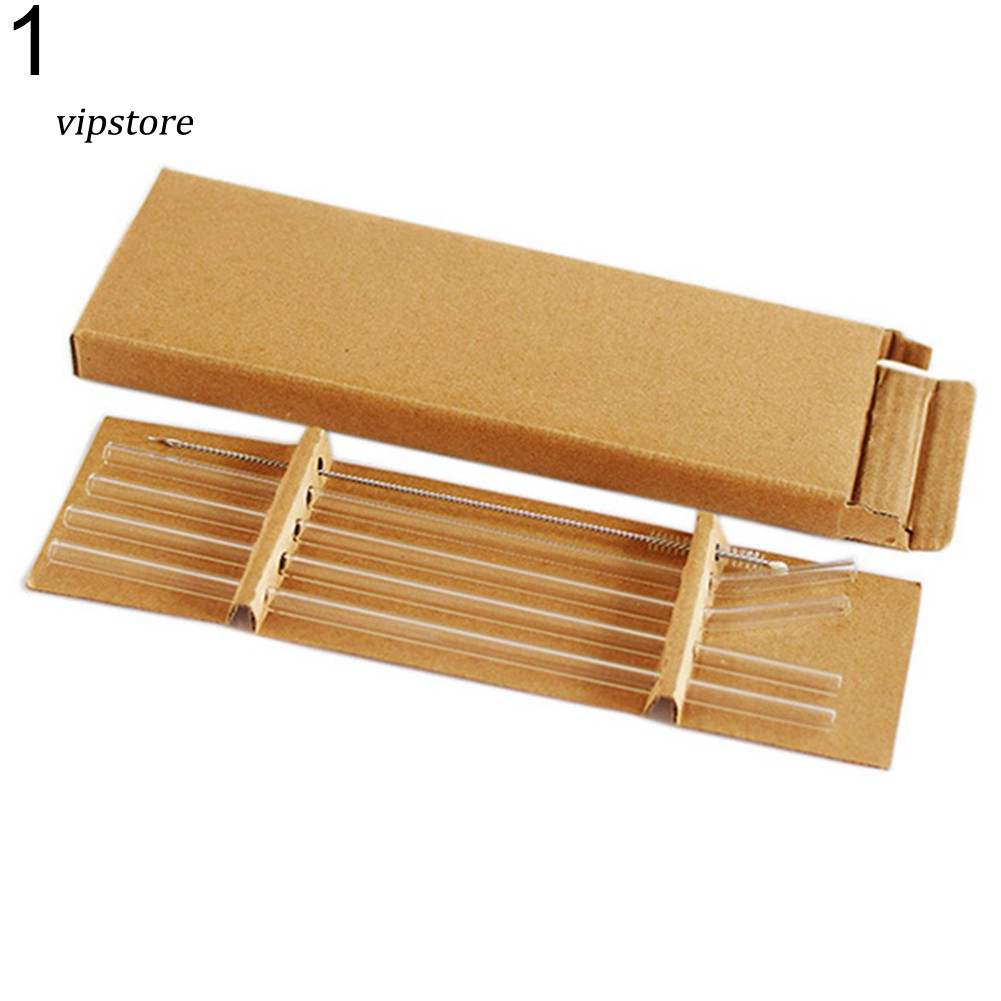 Set 5 Cọ Vệ Sinh Ống Hút Thẳng / Cong Bằng Thủy Tinh Trong Suốt