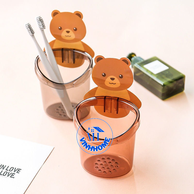 Cốc Gấu Đựng Bàn Chải Và Kem Đánh Răng Hình Gấu Dễ Thương