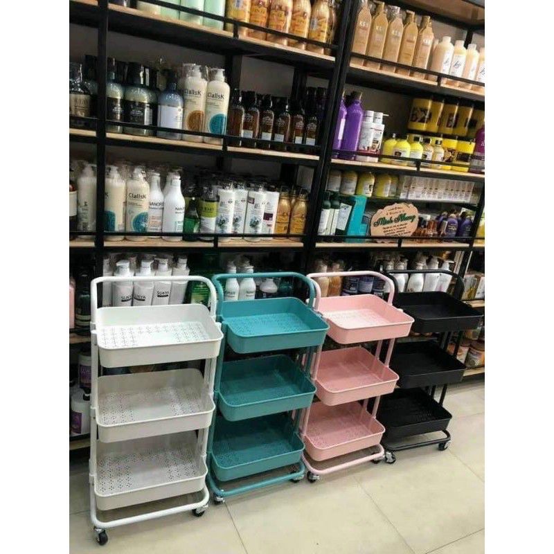Xe đẩy nhựa đa năng 3 tầng dùng trong spa các màu shop gửi ngẫu nhiên