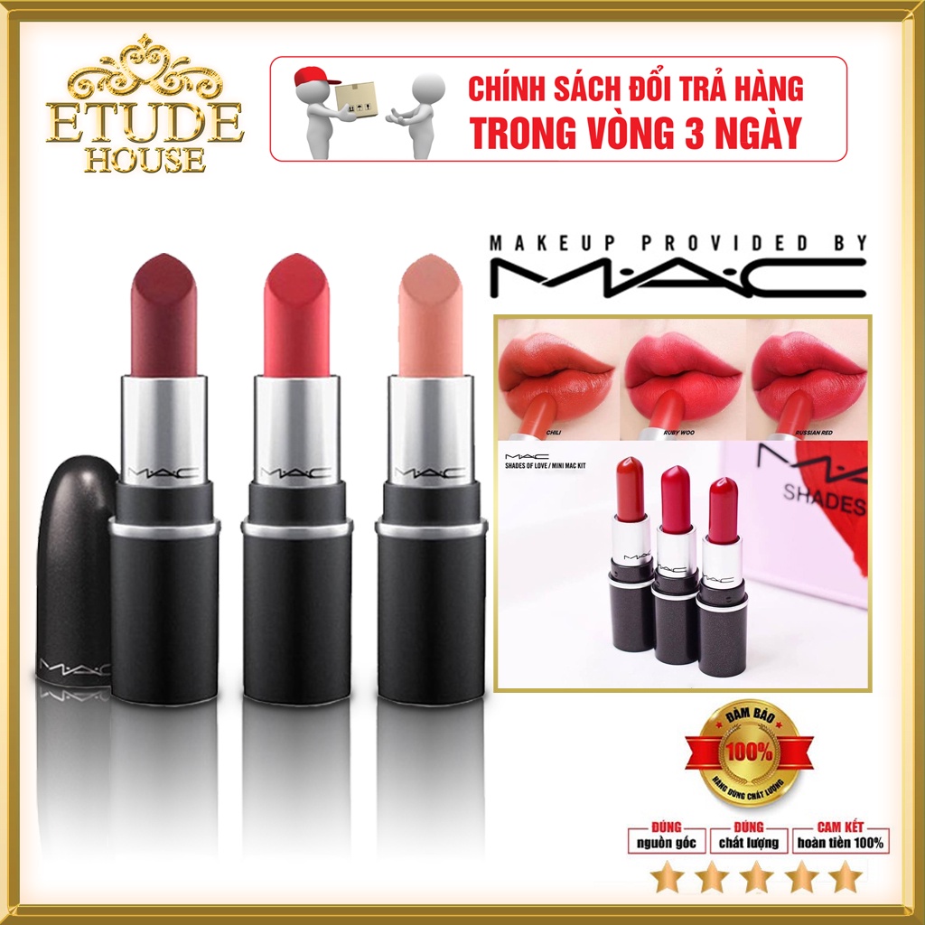Son MAC Mini Powder Kiss Lipstick Rouge 1.8g RUBY WOO/DEVOTED TO CHILI/LADY DANGER/DANGEROUS/MARRAKESH