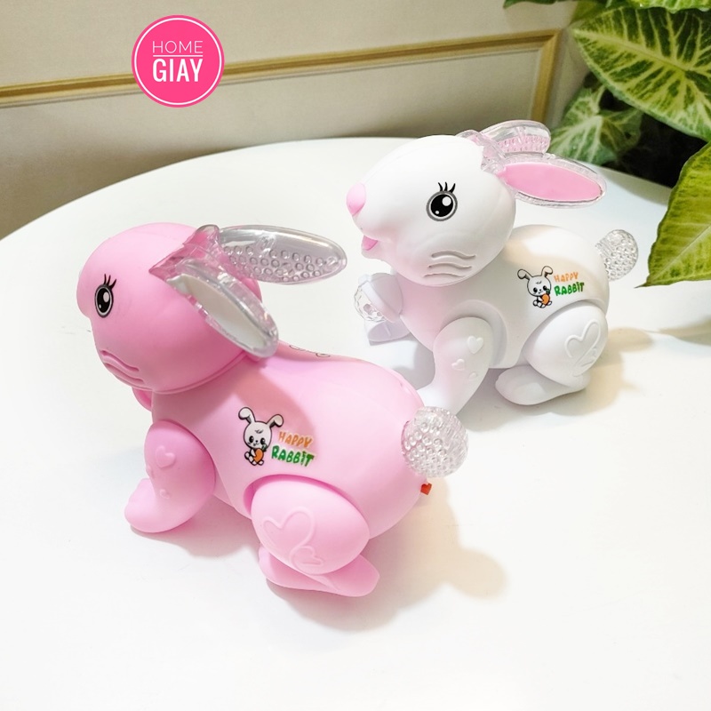 Đồ chơi thỏ chạy pin phát nhạc có đèn đáng yêu cho bé SHOP HOME GIAY