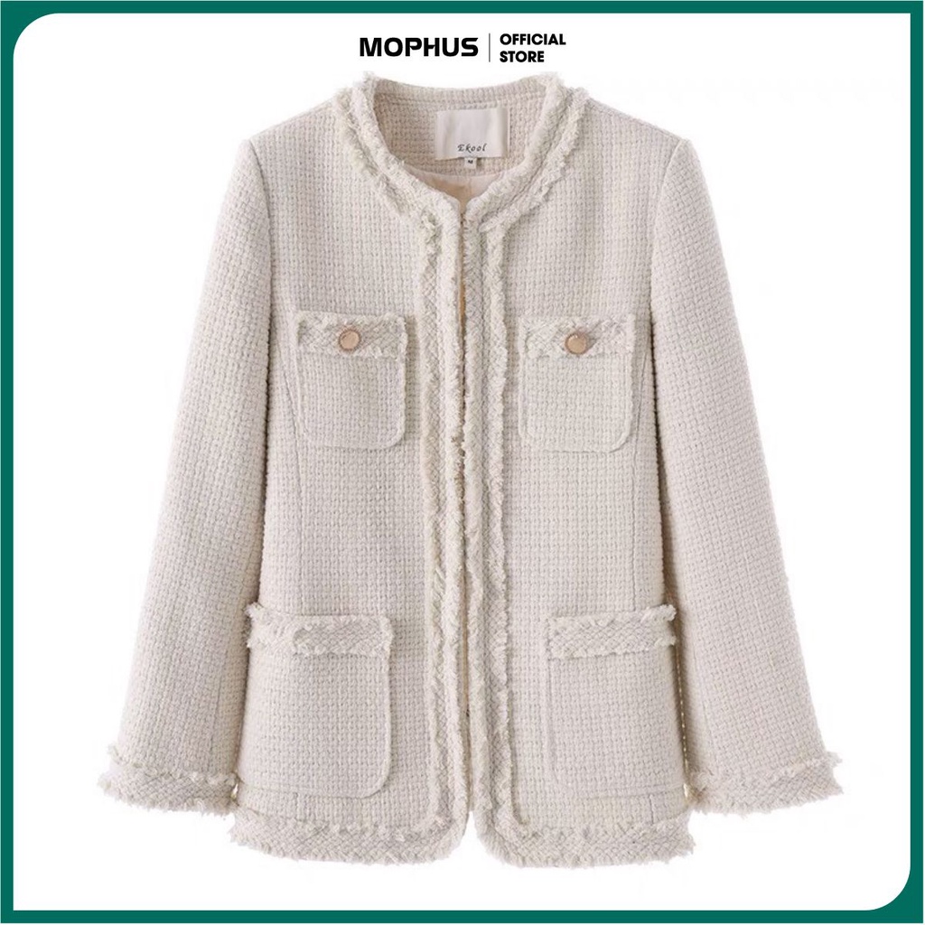 Áo dạ tweed nữ kiểu cardigan áo khoác nữ cardigan vải dạ tweed cao cấp 2 lớp Mophus MB012