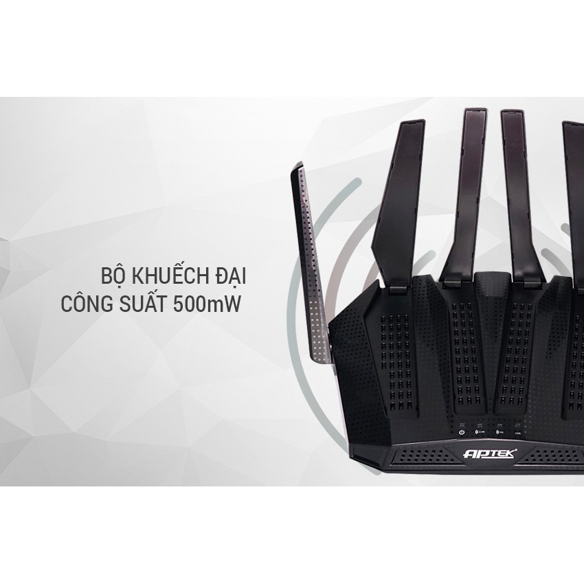 Router Wifi Công Suất Cao Băng Tầng Kép AC1900 APTEK A196GU - Hàng Chính Hãng