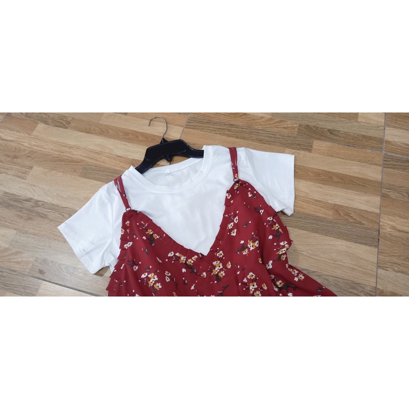 Sale off 20% set yếm hoa có bán yếm rời mặc như đầm dây