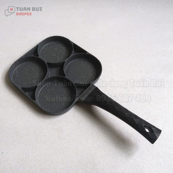 Chảo rán trứng 4 lỗ tròn, khuôn chiên trứng chống dính 24cm